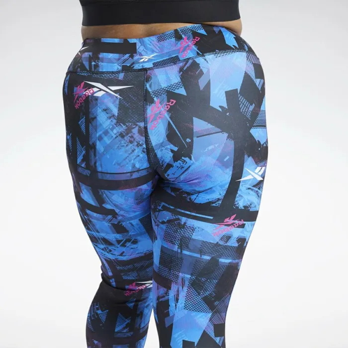 Plus Size 1X4X Womens Reebok Meet You There Printed Leggings Black
