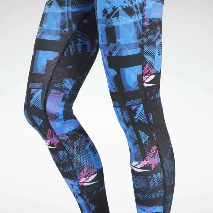 Plus Size 1X4X Womens Reebok Meet You There Printed Leggings Black