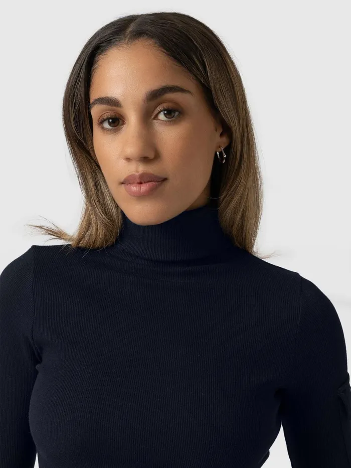 Pocket Turtle Neck 8211 Navy Navy Women Saint And Sofia Casual Tops