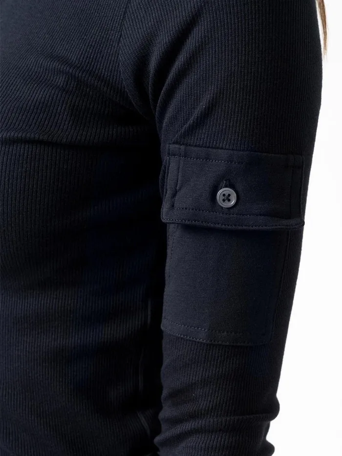 Pocket Turtle Neck 8211 Navy Navy Women Saint And Sofia Casual Tops