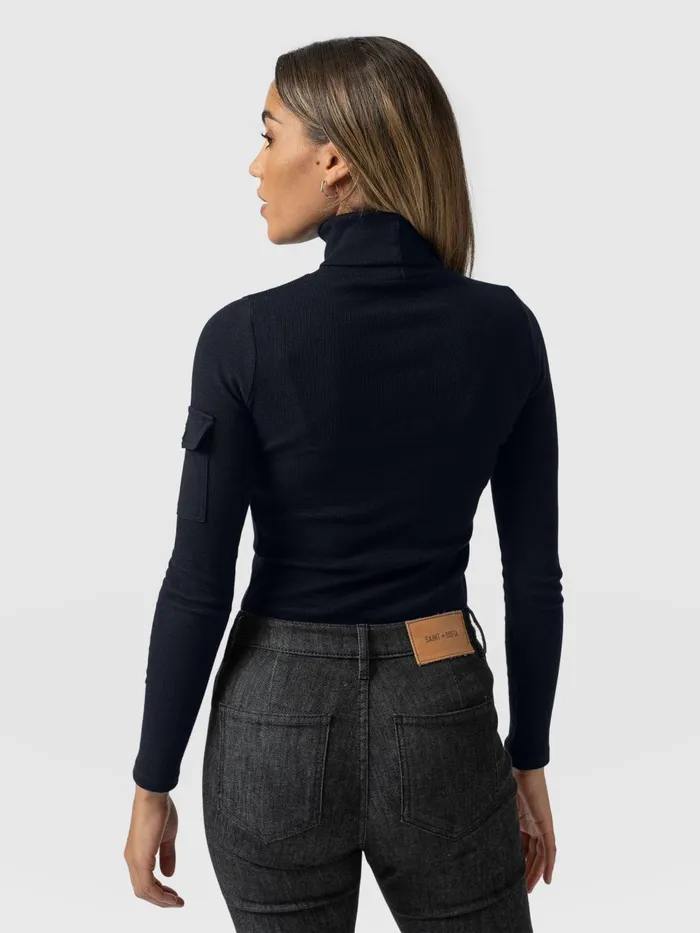 Pocket Turtle Neck 8211 Navy Navy Women Saint And Sofia Casual Tops