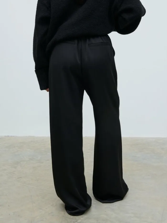 Pretty Lavish Bottoms Women Breya Satin Drawstring Trousers Black