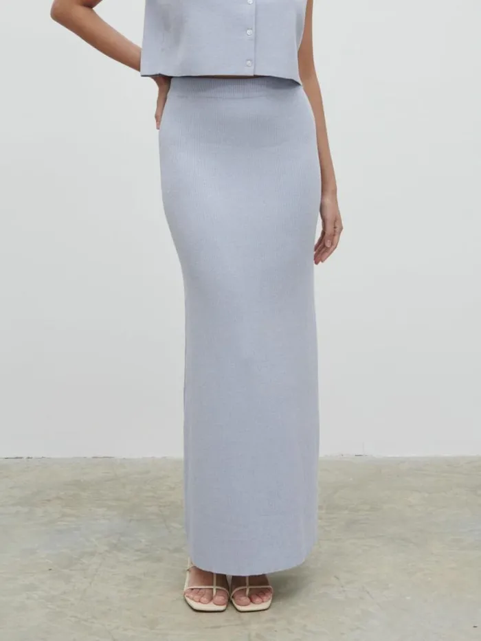 Pretty Lavish Bottoms Women Jasmin Knit Maxi Skirt Blue