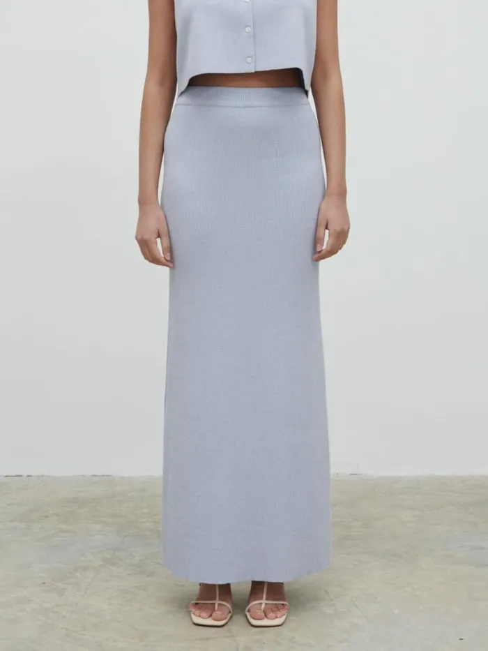 Pretty Lavish Bottoms Women Jasmin Knit Maxi Skirt Blue