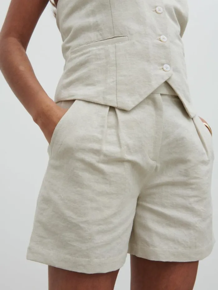 Pretty Lavish Bottoms Women Natasha Linen Shorts Beige