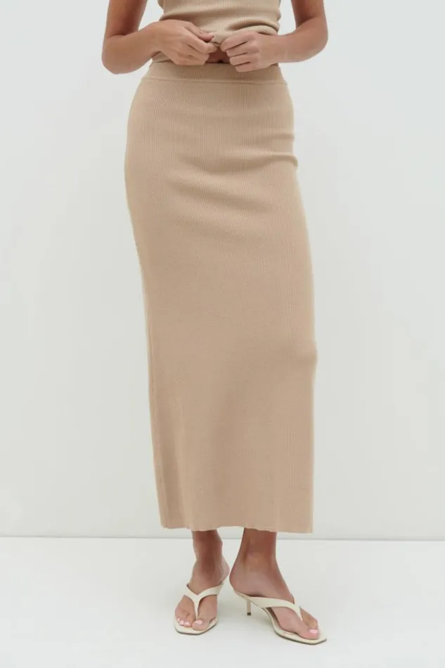 Pretty Lavish Bottoms Women Reese Midaxi Knit Skirt Beige