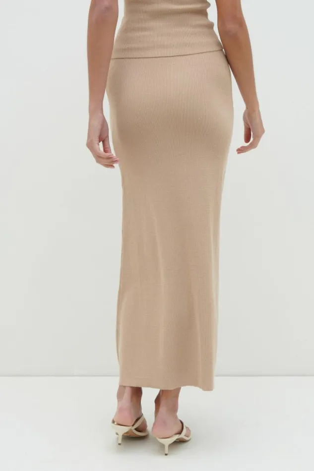 Pretty Lavish Bottoms Women Reese Midaxi Knit Skirt Beige