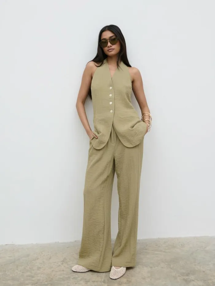 Pretty Lavish Bottoms Women Remy Trousers Olive
