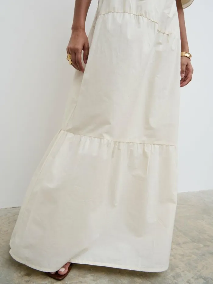 Pretty Lavish Bottoms Women Sol Ruffle Maxi Skirt Beige