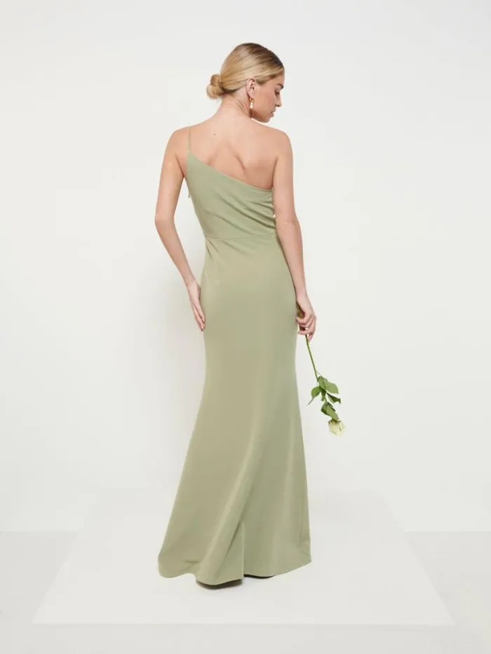 Pretty Lavish Bridesmaid Dresses Women Amelia Crepe Maxi Bridesmaid Dress Olive