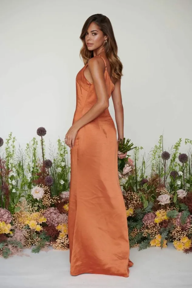 Pretty Lavish Bridesmaid Dresses Women Amelia Maxi Bridesmaid Dress Copper