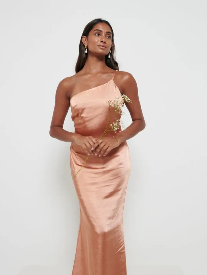 Pretty Lavish Bridesmaid Dresses Women Amelia Maxi Bridesmaid Dress Matte Cinnamon