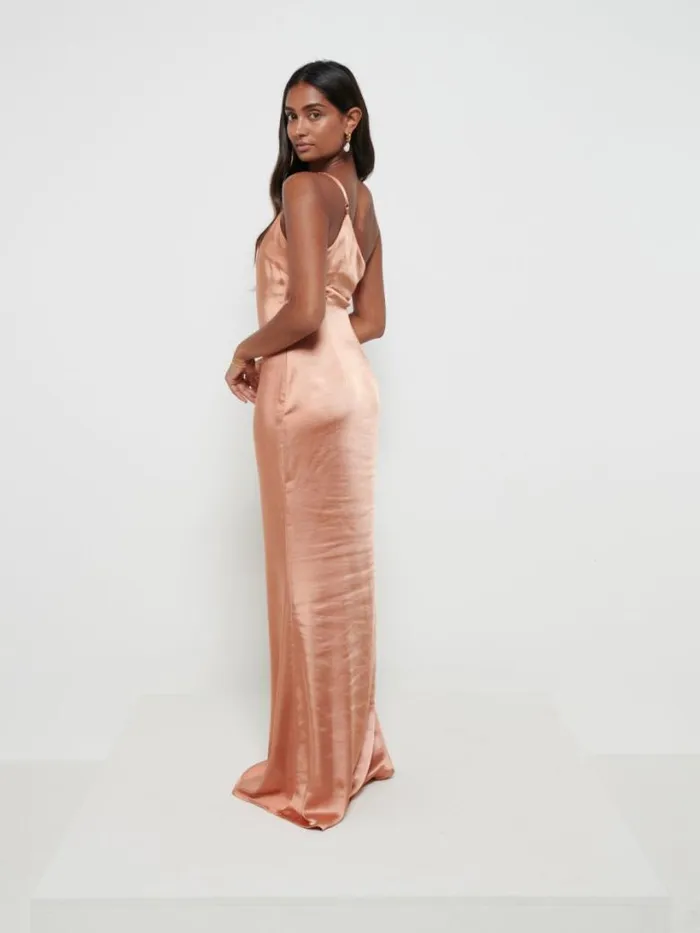 Pretty Lavish Bridesmaid Dresses Women Amelia Maxi Bridesmaid Dress Matte Cinnamon