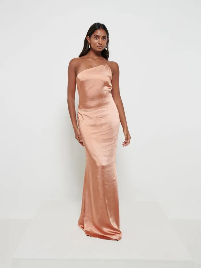 Pretty Lavish Bridesmaid Dresses Women Amelia Maxi Bridesmaid Dress Matte Cinnamon