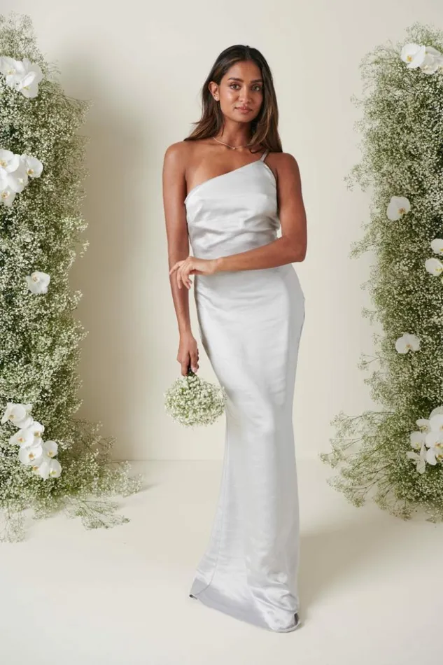 Pretty Lavish Bridesmaid Dresses Women Amelia Maxi Bridesmaid Dress Silver