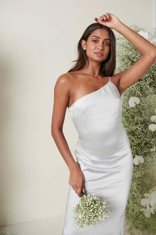 Pretty Lavish Bridesmaid Dresses Women Amelia Maxi Bridesmaid Dress Silver