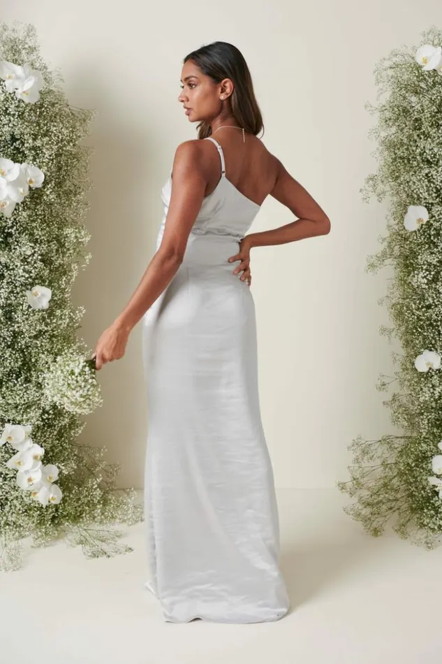 Pretty Lavish Bridesmaid Dresses Women Amelia Maxi Bridesmaid Dress Silver