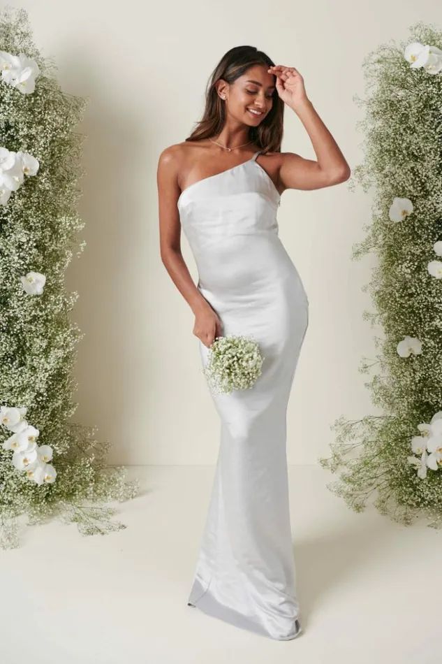 Pretty Lavish Bridesmaid Dresses Women Amelia Maxi Bridesmaid Dress Silver