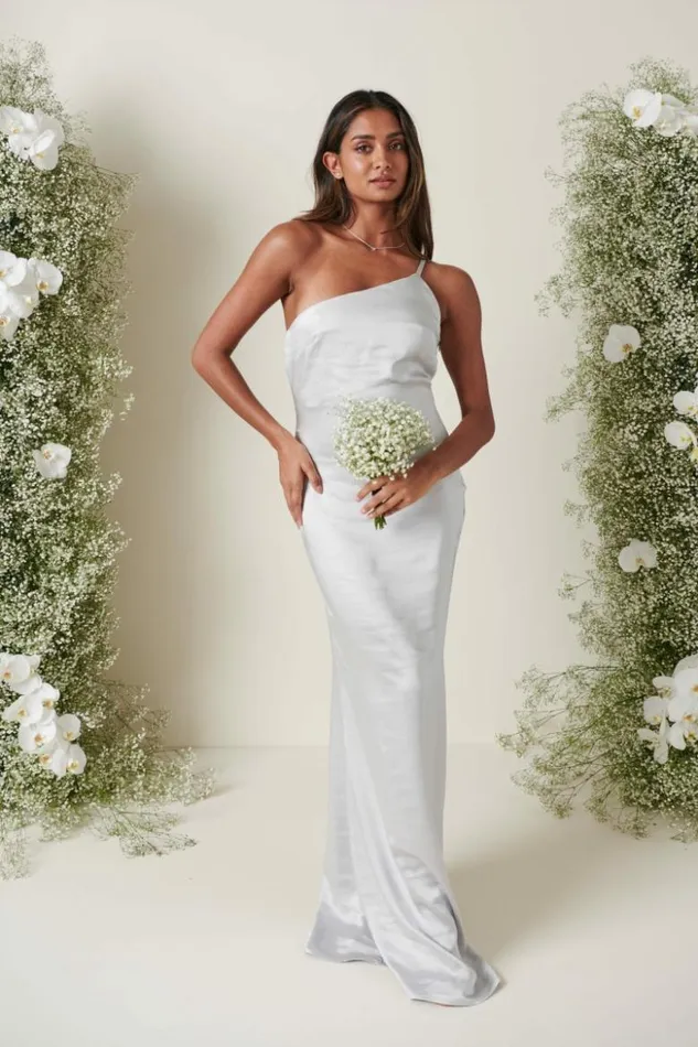 Pretty Lavish Bridesmaid Dresses Women Amelia Maxi Bridesmaid Dress Silver