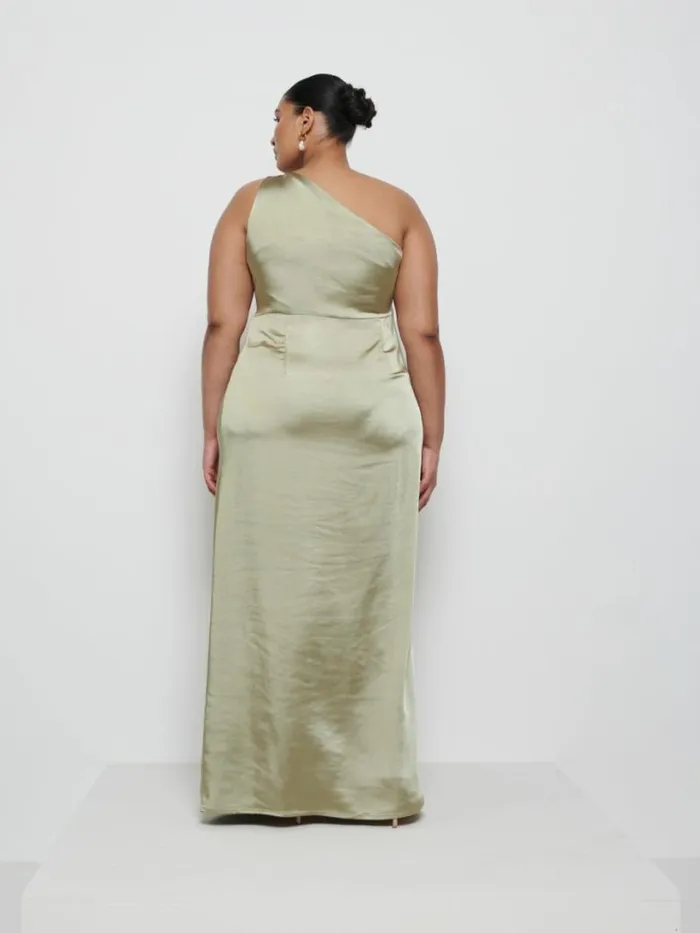 Pretty Lavish Bridesmaid Dresses Women Amelia Ruched Maxi Bridesmaid Dress Curve Olive