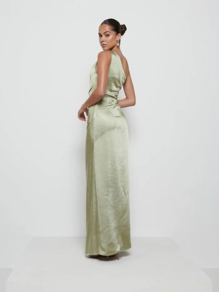Pretty Lavish Bridesmaid Dresses Women Amelia Ruched Maxi Bridesmaid Dress Olive