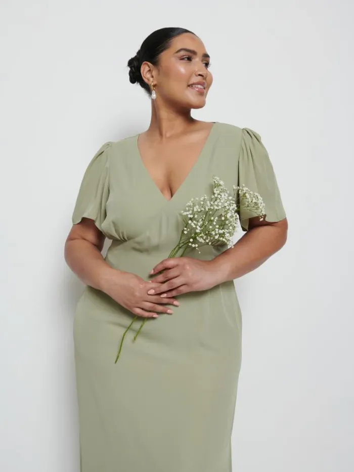 Pretty Lavish Bridesmaid Dresses Women Edie Chiffon Maxi Bridesmaid Dress Curve Olive