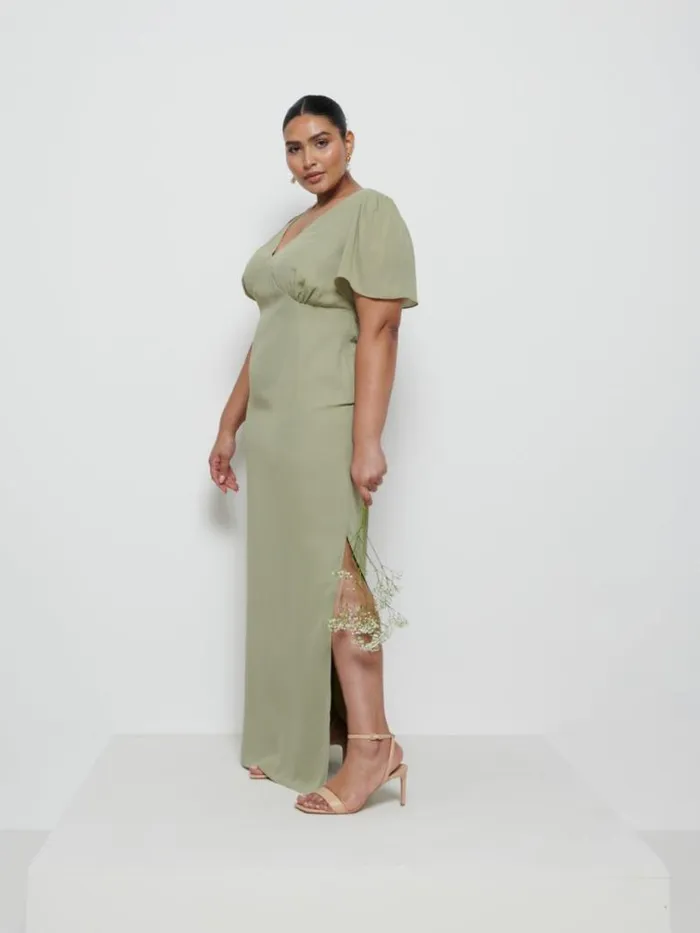 Pretty Lavish Bridesmaid Dresses Women Edie Chiffon Maxi Bridesmaid Dress Curve Olive