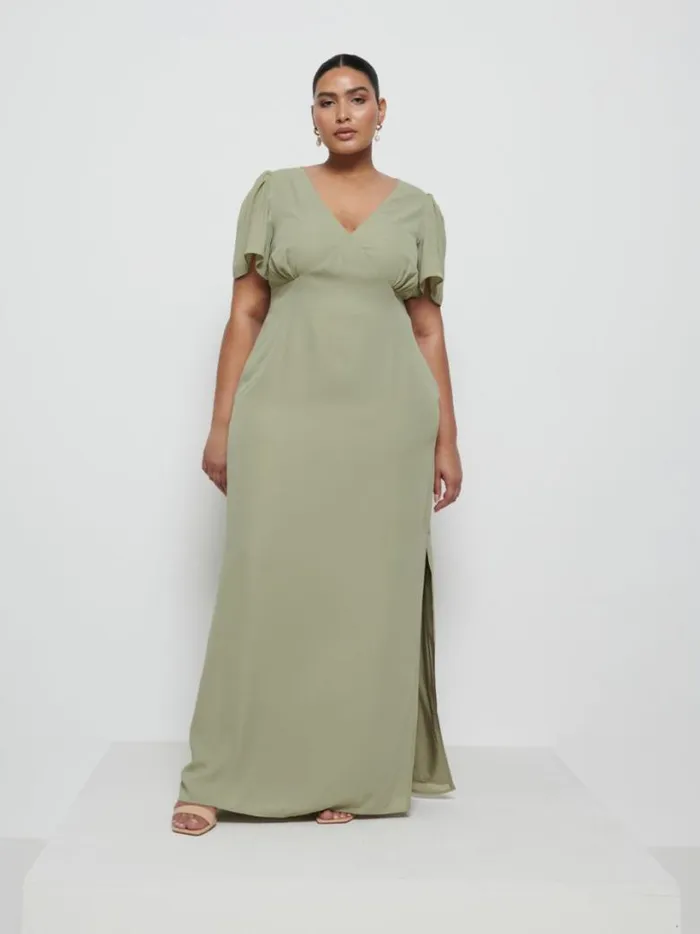 Pretty Lavish Bridesmaid Dresses Women Edie Chiffon Maxi Bridesmaid Dress Curve Olive