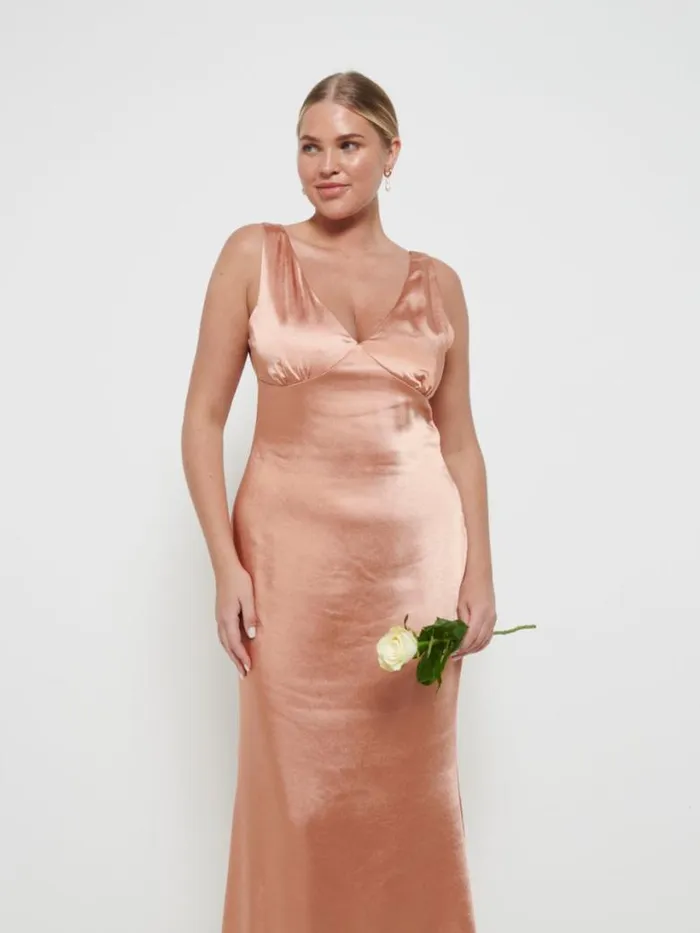 Pretty Lavish Bridesmaid Dresses Women Esmee Maxi Bridesmaid Dress Matte Cinnamon