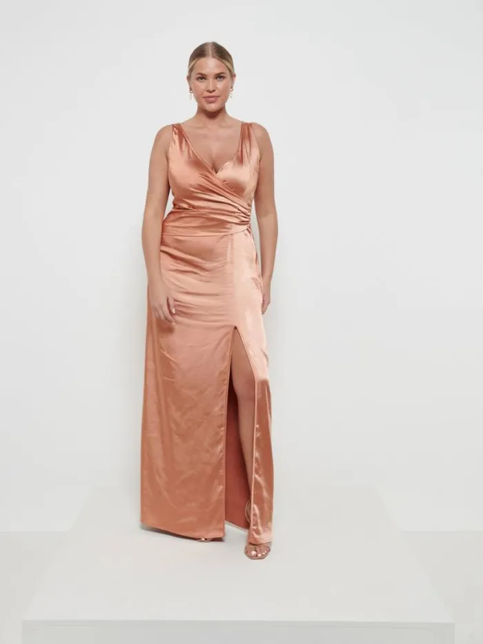 Pretty Lavish Bridesmaid Dresses Women Esmee Wrap Maxi Bridesmaid Dress Matte Cinnamon Pretty Lavish Bridesmaid Dresses Women Esmee Wrap Maxi Bridesmaid Dress Matte Cinnamon