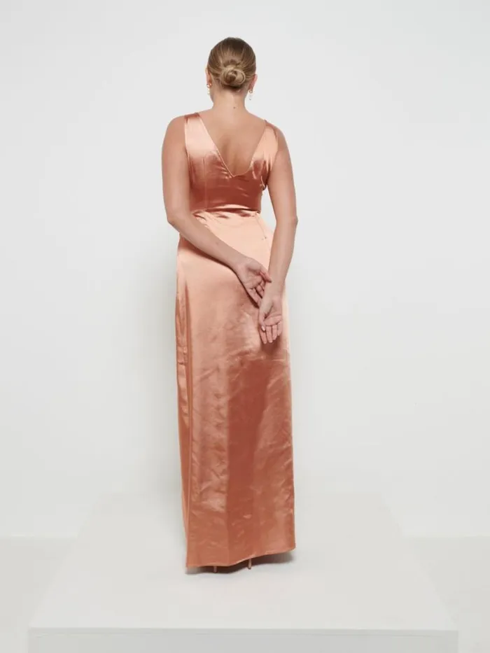 Pretty Lavish Bridesmaid Dresses Women Esmee Wrap Maxi Bridesmaid Dress Matte Cinnamon