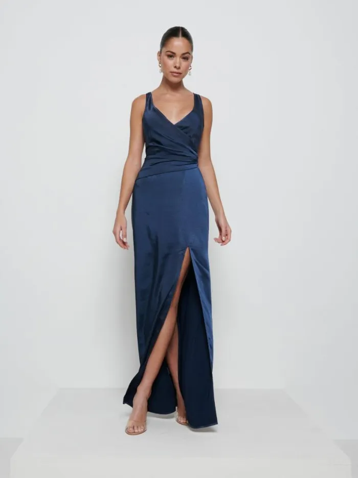 Pretty Lavish Bridesmaid Dresses Women Esmee Wrap Maxi Bridesmaid Dress Navy