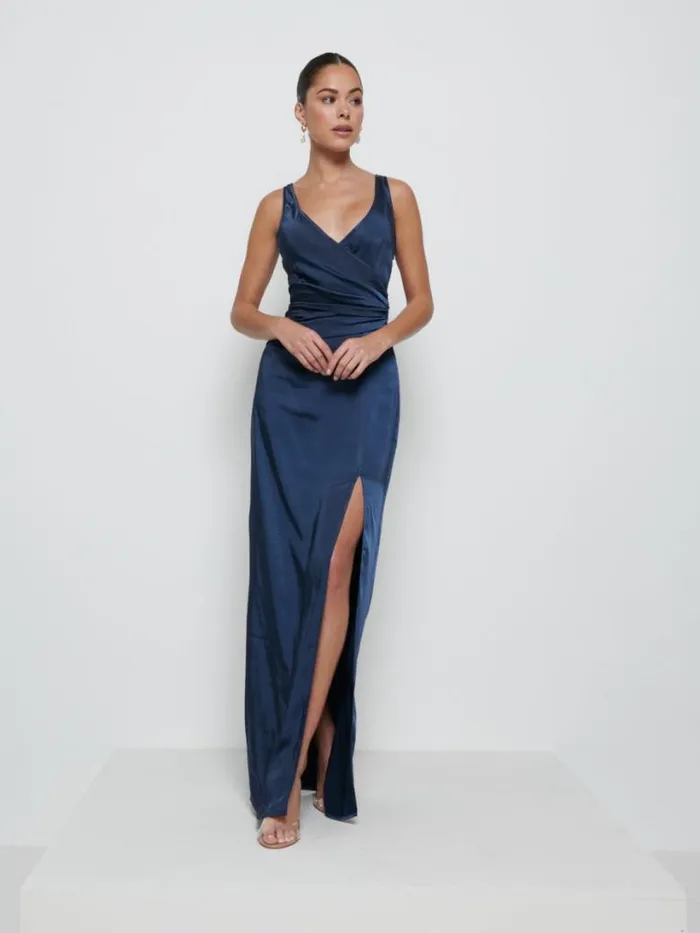 Pretty Lavish Bridesmaid Dresses Women Esmee Wrap Maxi Bridesmaid Dress Navy