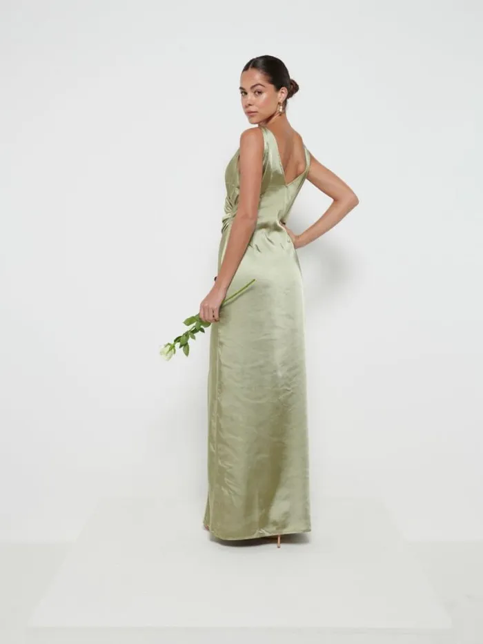 Pretty Lavish Bridesmaid Dresses Women Esmee Wrap Maxi Bridesmaid Dress Olive