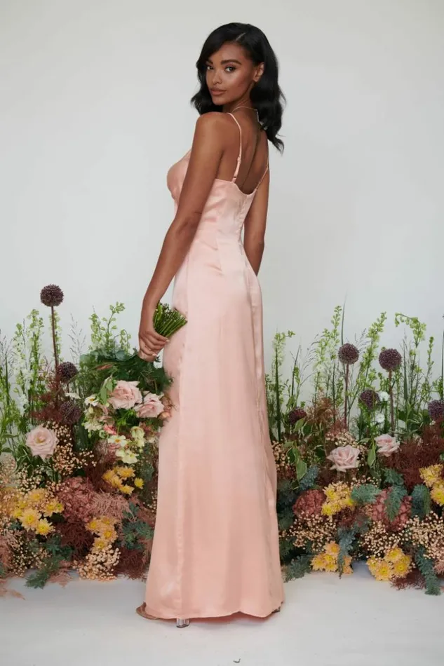 Pretty Lavish Bridesmaid Dresses Women Ines Recycled Maxi Bridesmaids Dress Matte True Blush