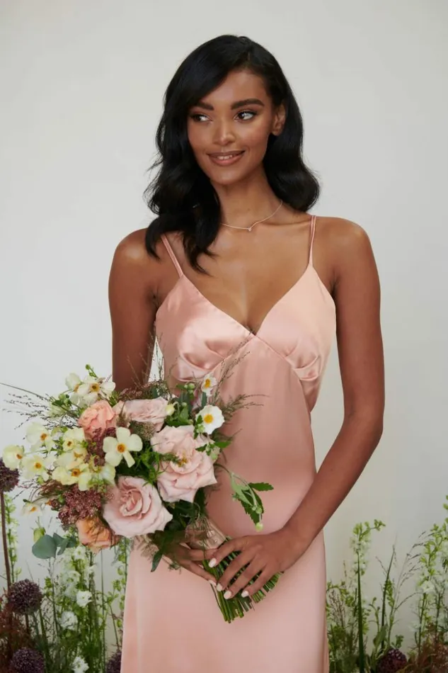 Pretty Lavish Bridesmaid Dresses Women Ines Recycled Maxi Bridesmaids Dress Matte True Blush