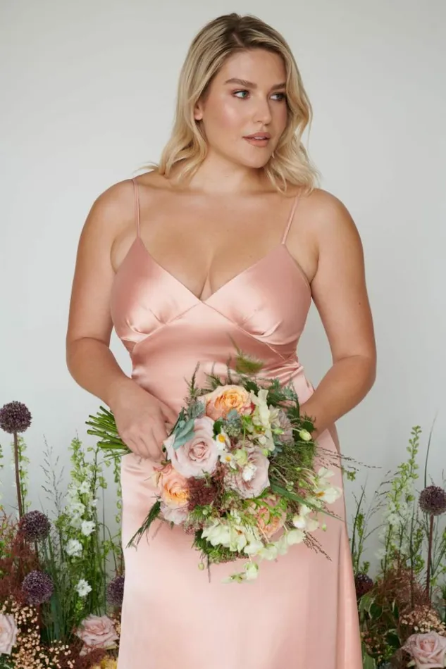 Pretty Lavish Bridesmaid Dresses Women Ines Recycled Maxi Bridesmaids Dress Matte True Blush