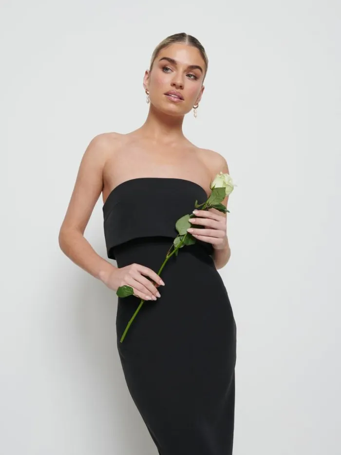 Pretty Lavish Bridesmaid Dresses Women Julia Crepe Maxi Bridesmaid Dress Black