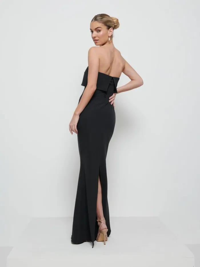 Pretty Lavish Bridesmaid Dresses Women Julia Crepe Maxi Bridesmaid Dress Black