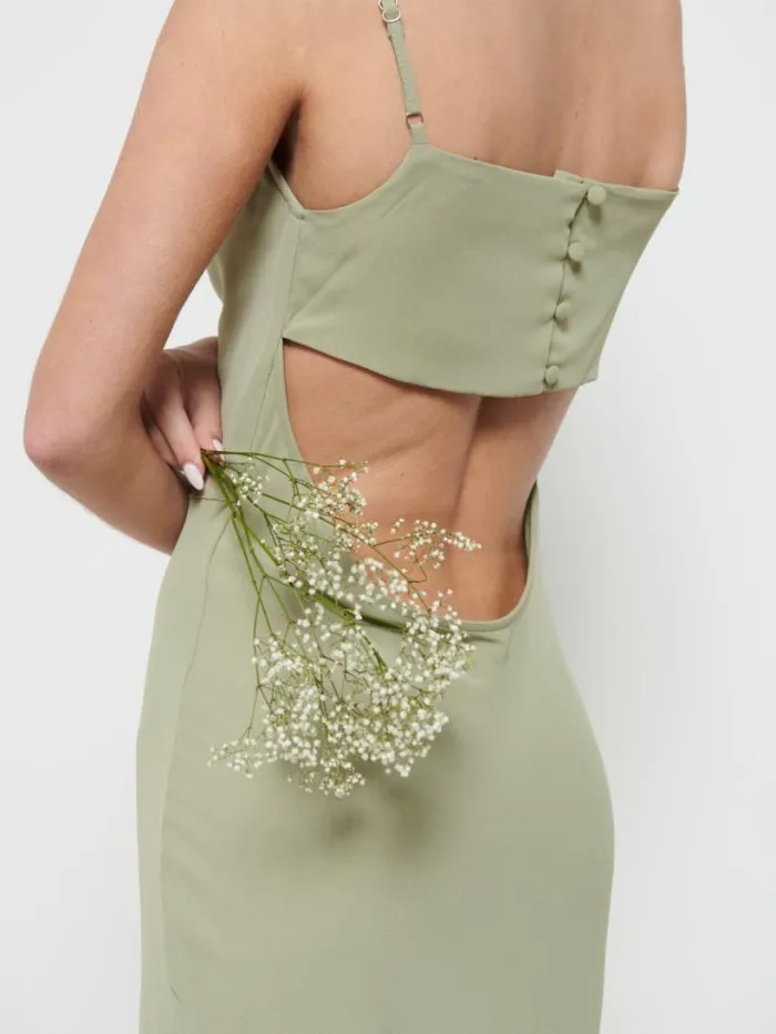 Pretty Lavish Bridesmaid Dresses Women Keisha Chiffon Maxi Bridesmaid Dress Olive
