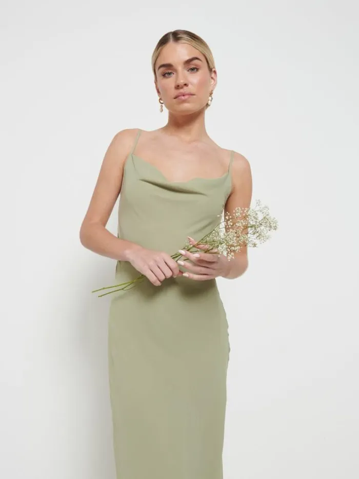 Pretty Lavish Bridesmaid Dresses Women Keisha Chiffon Maxi Bridesmaid Dress Olive