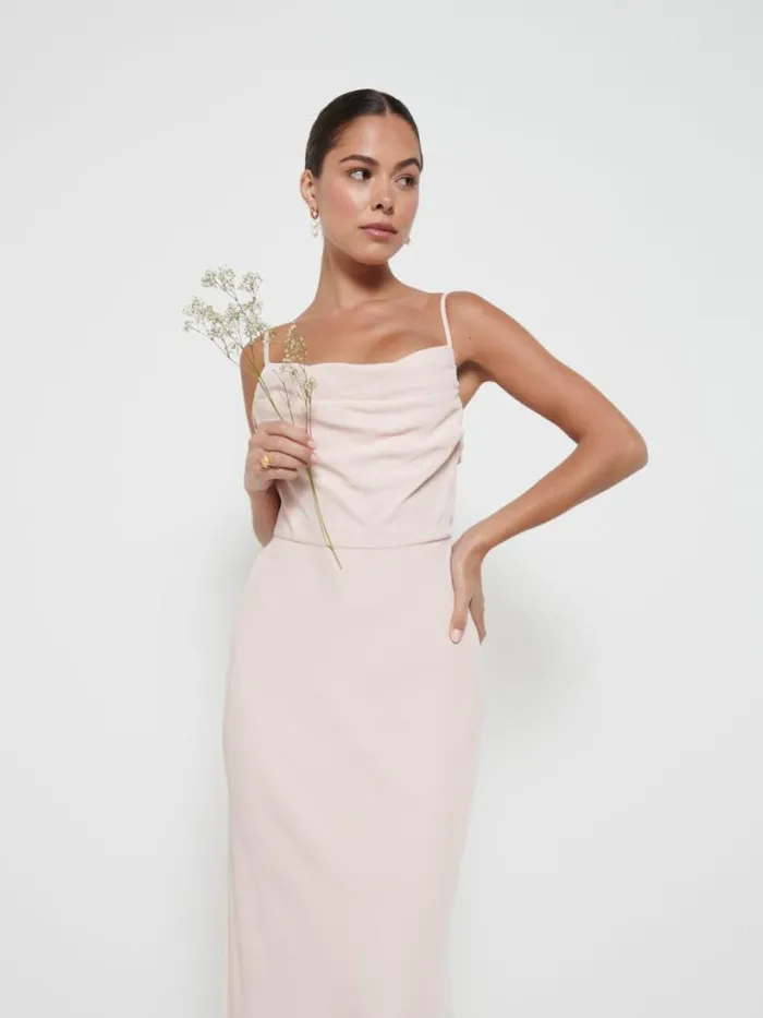 Pretty Lavish Bridesmaid Dresses Women Keisha Cowl Neck Maxi Bridesmaid Dress Blush