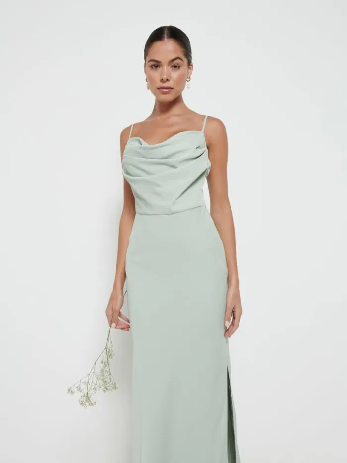 Pretty Lavish Bridesmaid Dresses Women Keisha Cowl Neck Maxi Bridesmaid Dress Sage