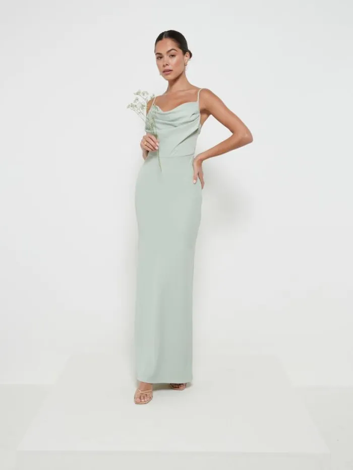 Pretty Lavish Bridesmaid Dresses Women Keisha Cowl Neck Maxi Bridesmaid Dress Sage