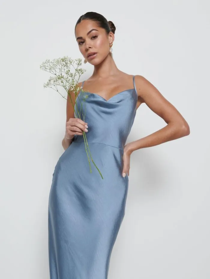 Pretty Lavish Bridesmaid Dresses Women Keisha Maxi Bridesmaid Dress Dusty Blue