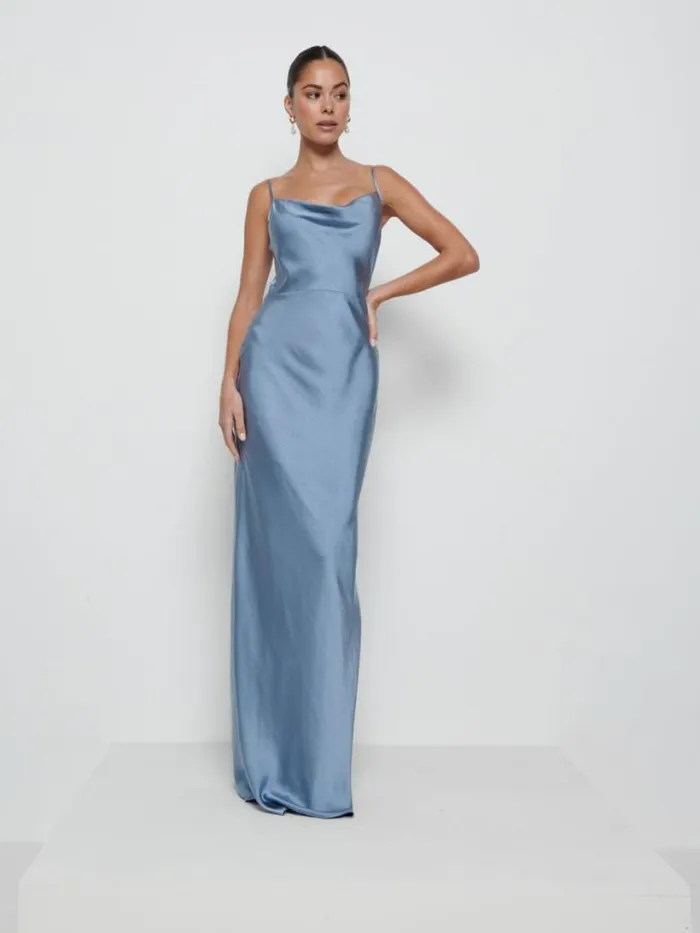 Pretty Lavish Bridesmaid Dresses Women Keisha Maxi Bridesmaid Dress Dusty Blue