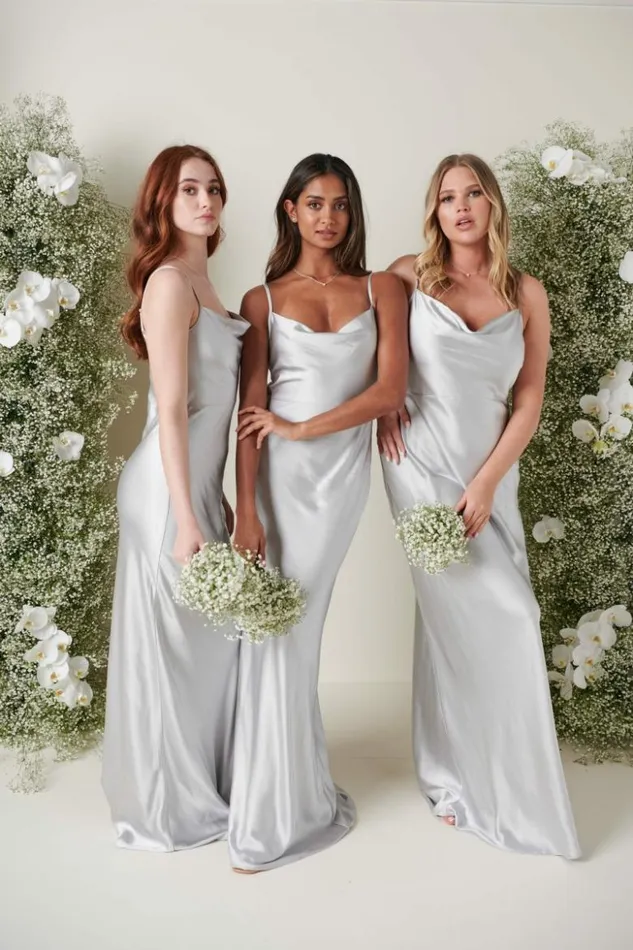 Pretty Lavish Bridesmaid Dresses Women Keisha Maxi Bridesmaid Dress Silver