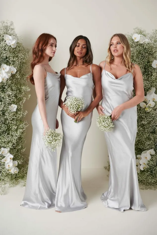 Pretty Lavish Bridesmaid Dresses Women Keisha Maxi Bridesmaid Dress Silver