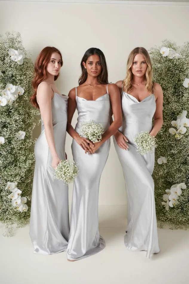 Pretty Lavish Bridesmaid Dresses Women Keisha Maxi Bridesmaid Dress Silver