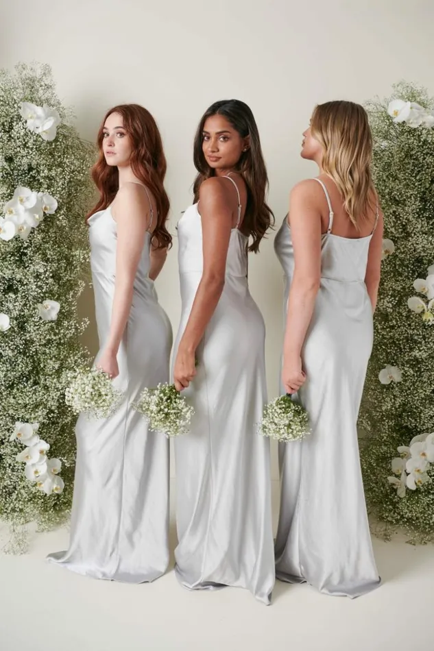 Pretty Lavish Bridesmaid Dresses Women Keisha Maxi Bridesmaid Dress Silver